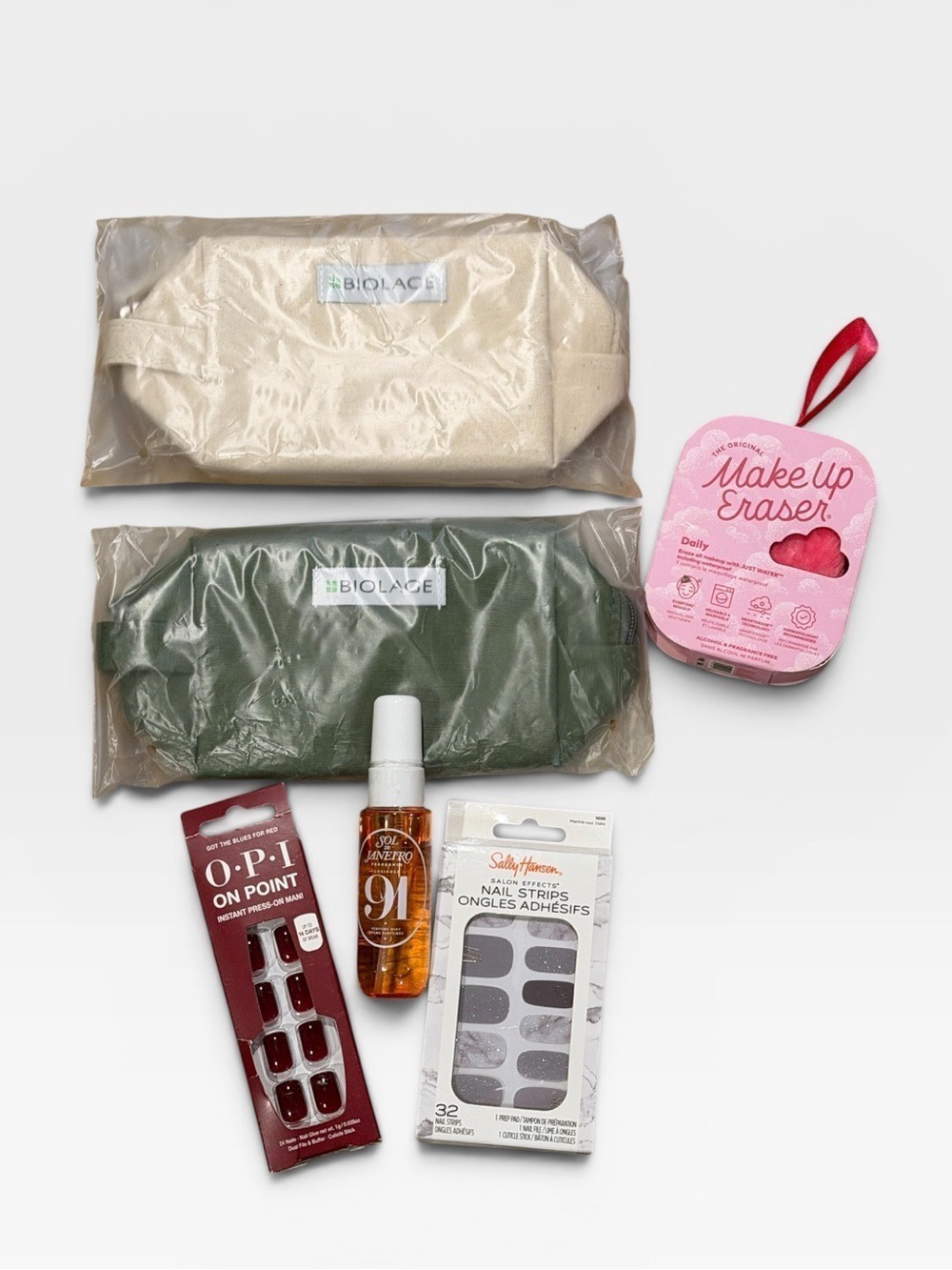 Biolage Cosmetic Bags OPI Nails Sol de Janeiro Makeup Eraser
